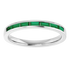 Silver ring with green gemstones on a white background