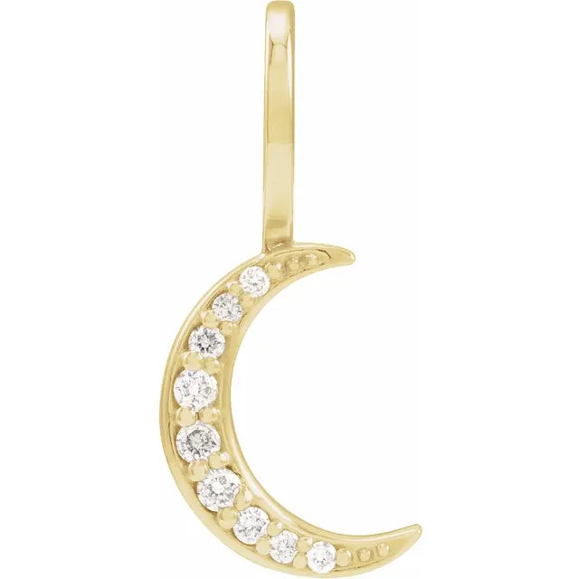 Natural Diamond Crescent Moon Charm
