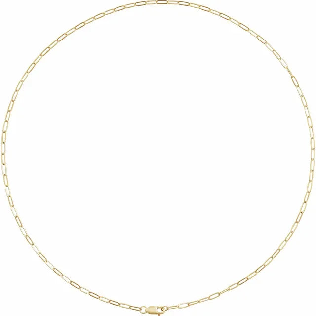 2.1 mm Paperclip-Style Chain - 14K Gold