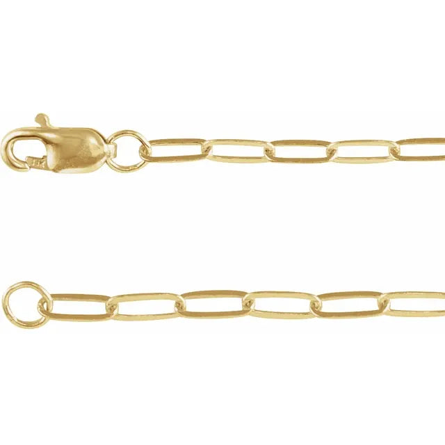 2.1 mm Paperclip-Style Chain - 14K Gold