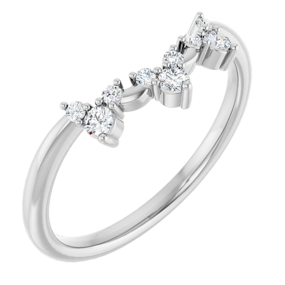 1/6 CTW Diamond Contour Band - 14K White Gold