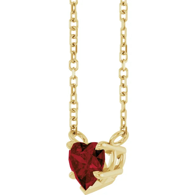Natural Mozambique Garnet Solitaire 18" Necklace