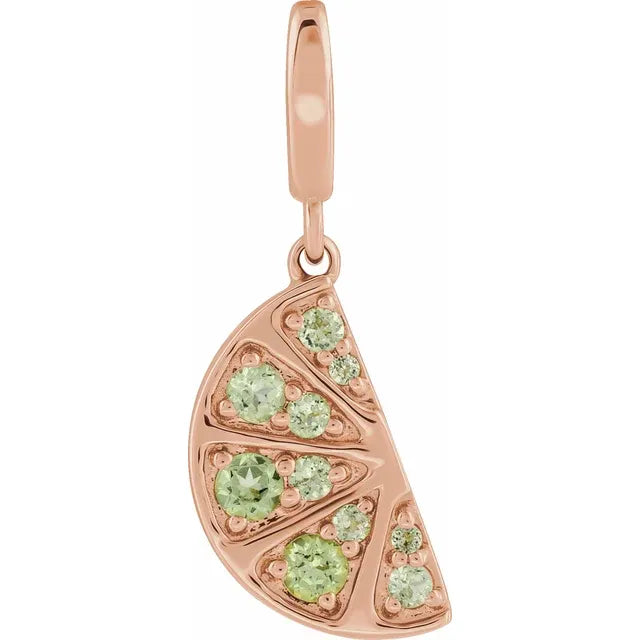 Natural Peridot Lime Charm