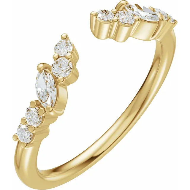 1/4 CTW Diamond Open Band - 14K Yellow Gold