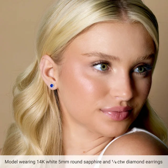 Sapphire & 1/10 CTW Natural Diamond Earrings