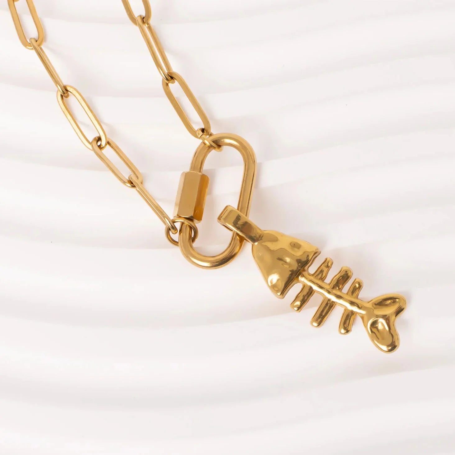 Paperclip Charm Lock Necklace