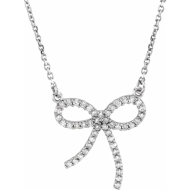 1/5 CTW Natural Diamond Bow Necklace
