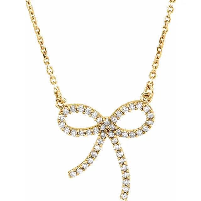 1/5 CTW Natural Diamond Bow Necklace