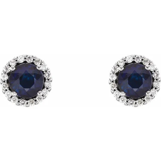 Sapphire & 1/10 CTW Natural Diamond Earrings