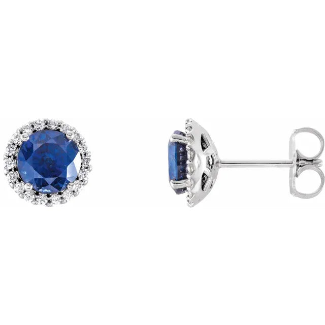Sapphire & 1/10 CTW Natural Diamond Earrings