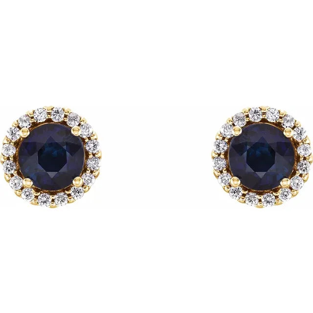 Sapphire & 1/10 CTW Natural Diamond Earrings