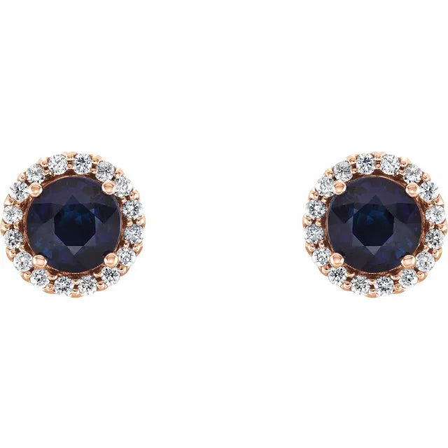 Sapphire & 1/10 CTW Natural Diamond Earrings