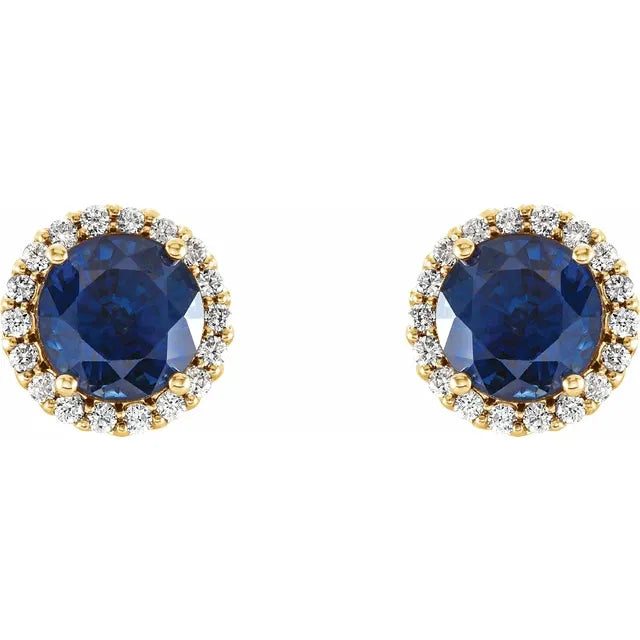 Sapphire & 1/10 CTW Natural Diamond Earrings