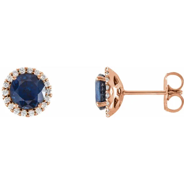 Sapphire & 1/10 CTW Natural Diamond Earrings