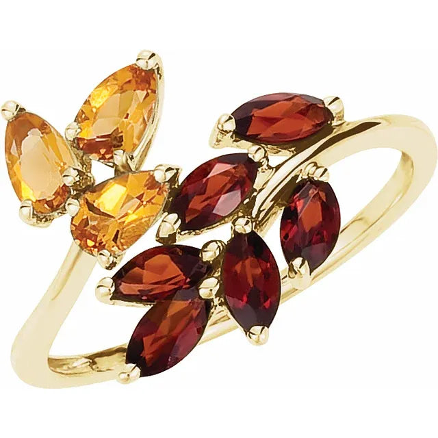 Natural Citrine & Natural Mozambique Garnet Ring