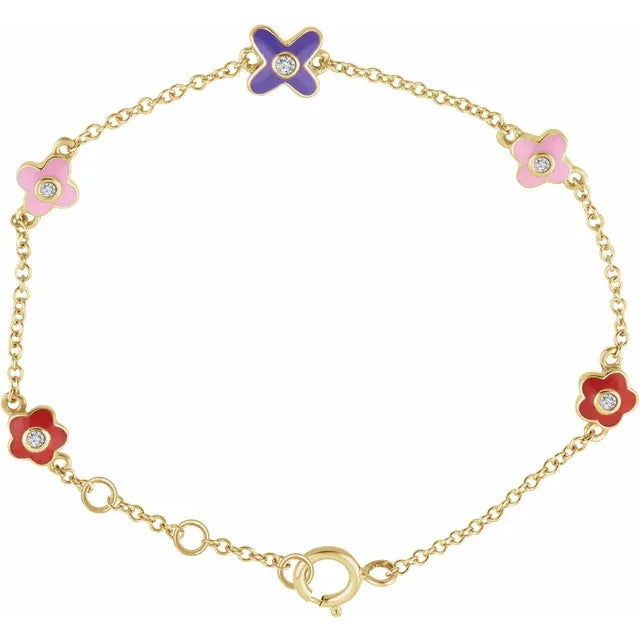 Natural Diamond Youth Flower Bracelet