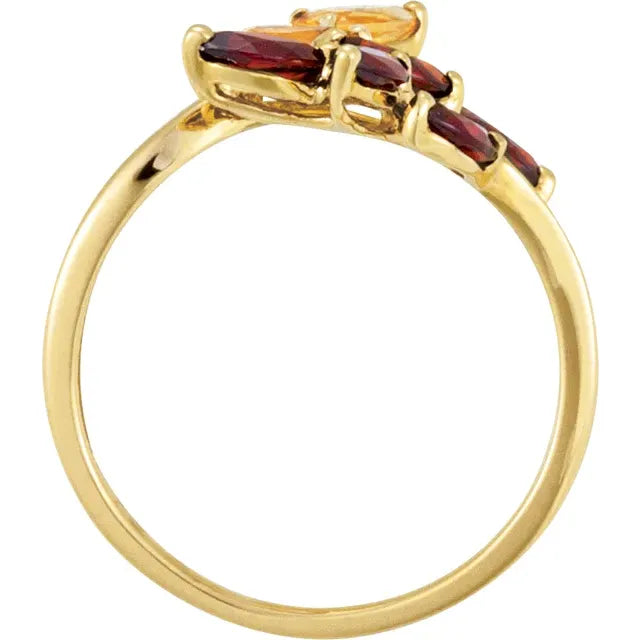 Natural Citrine & Natural Mozambique Garnet Ring