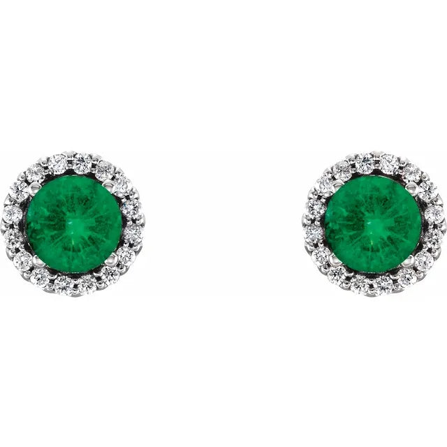 Emerald & 1/10 CTW Natural Diamond Earrings