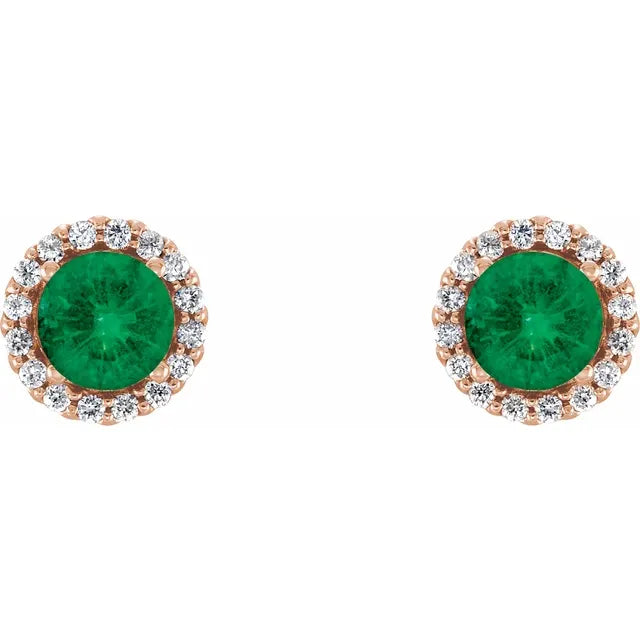 Emerald & 1/10 CTW Natural Diamond Earrings