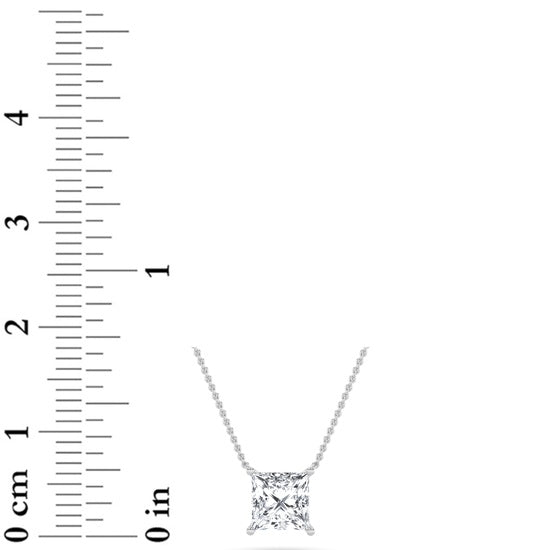1CTW Princess Shaped Lab Grown Diamond (F/VS) Solitaire Necklace in 14K Gold