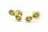 Gold earrings with diamond accents on a white background