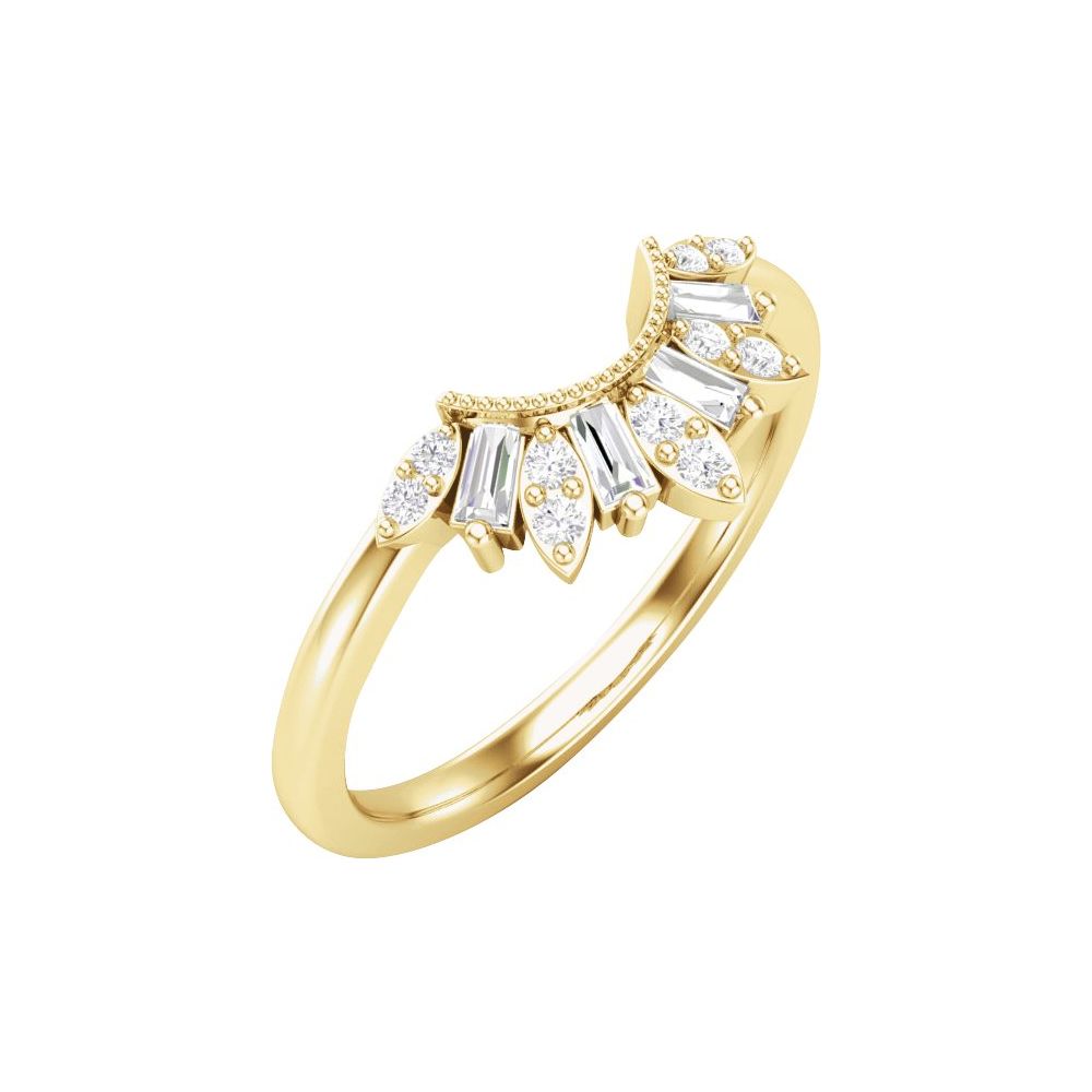1/5 CTW Diamond Contour Band - 14K Yellow Gold