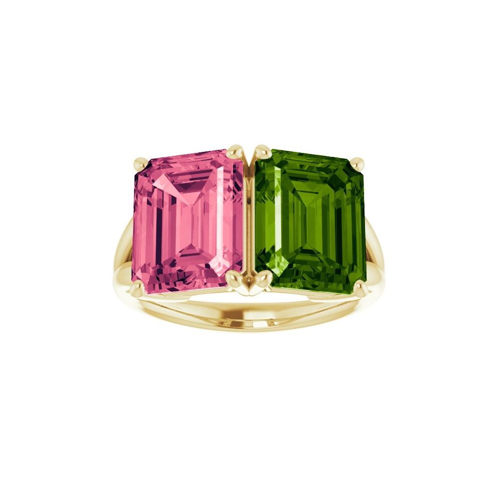 Natural Peridot & Natural Pink Topaz Ring