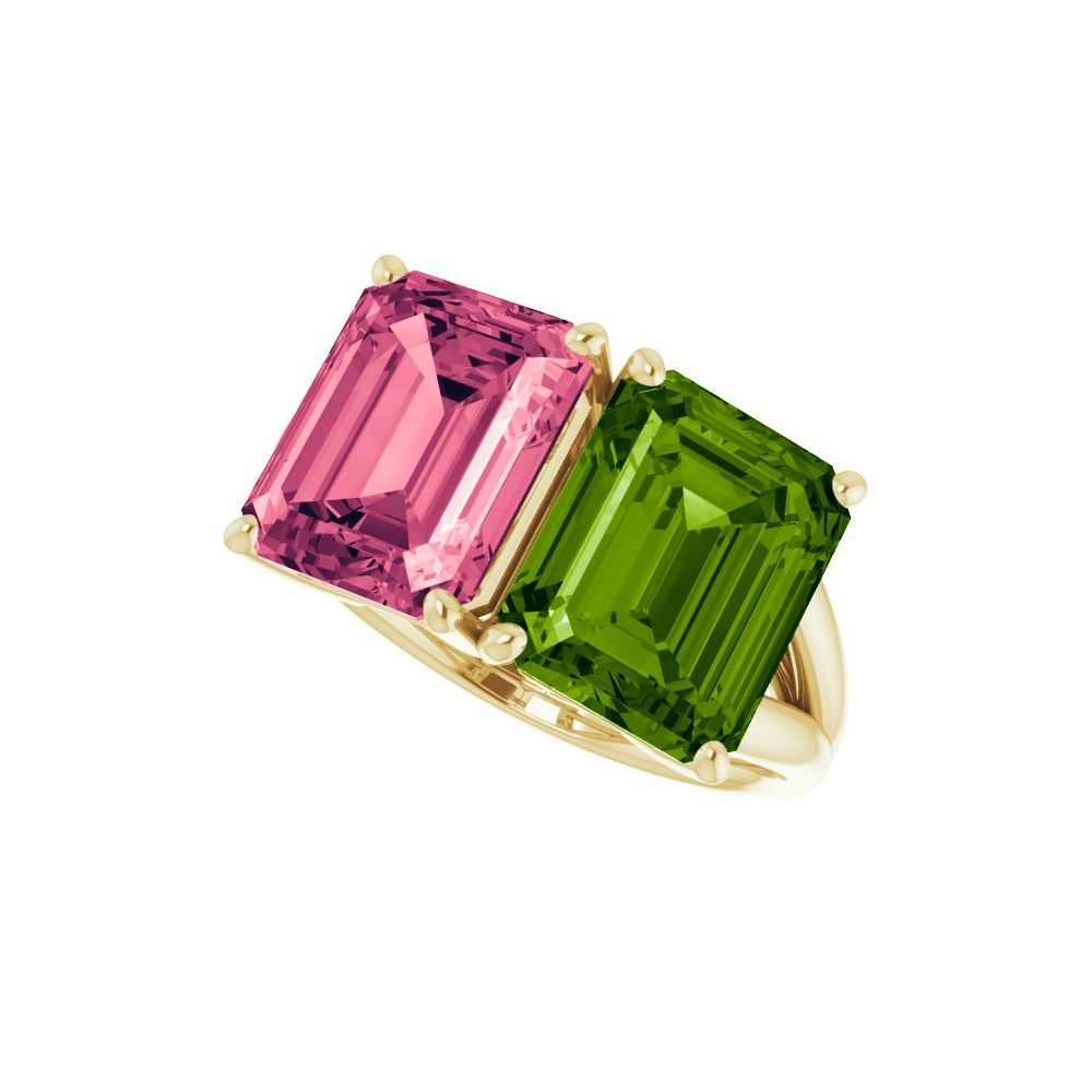 Natural Peridot & Natural Pink Topaz Ring