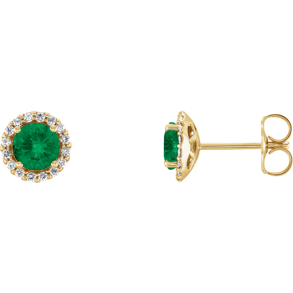 Emerald & 1/10 CTW Natural Diamond Earrings