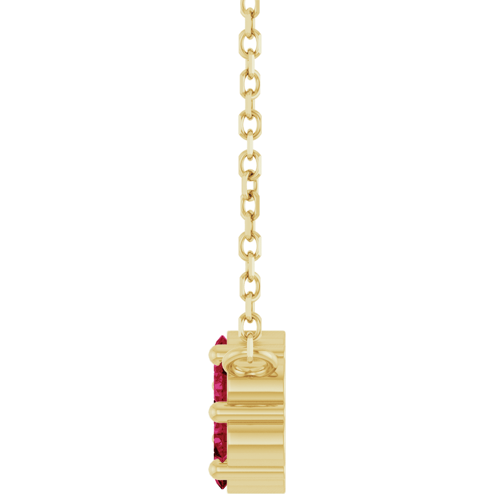 14K Gold Natural Ruby Cluster 18" Necklace