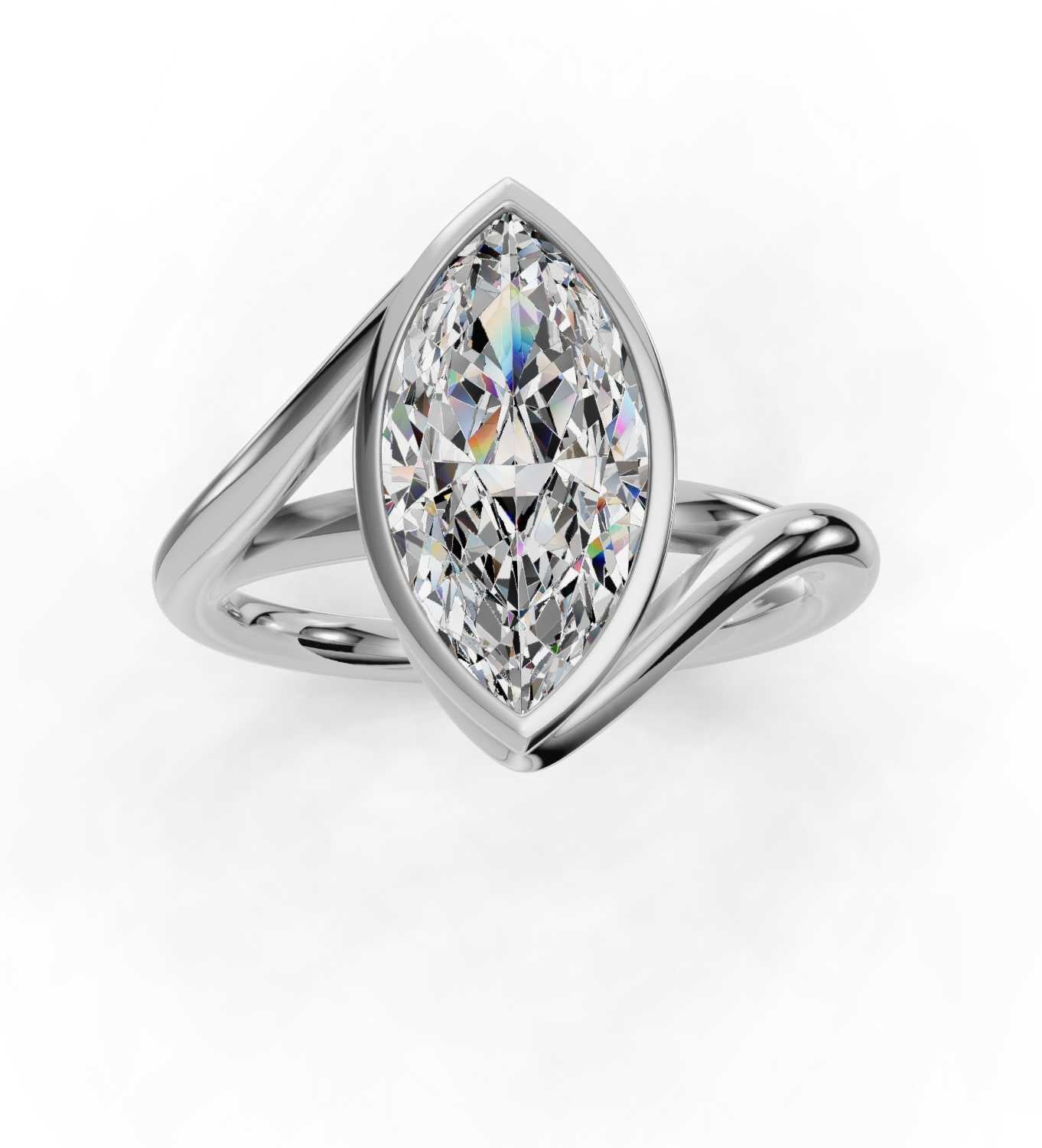 Floating Bezel - 14K White Gold
