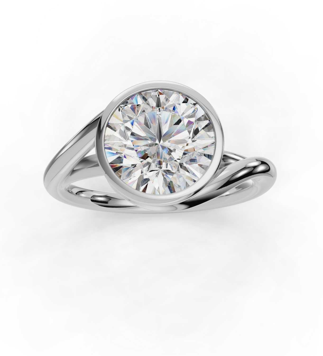 Floating Bezel - 14K White Gold