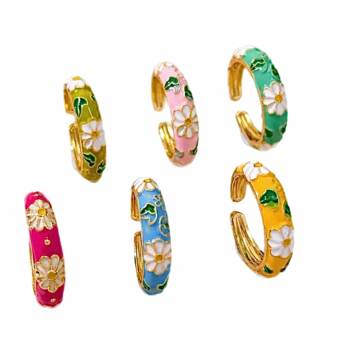 Enamel Flower Rings
