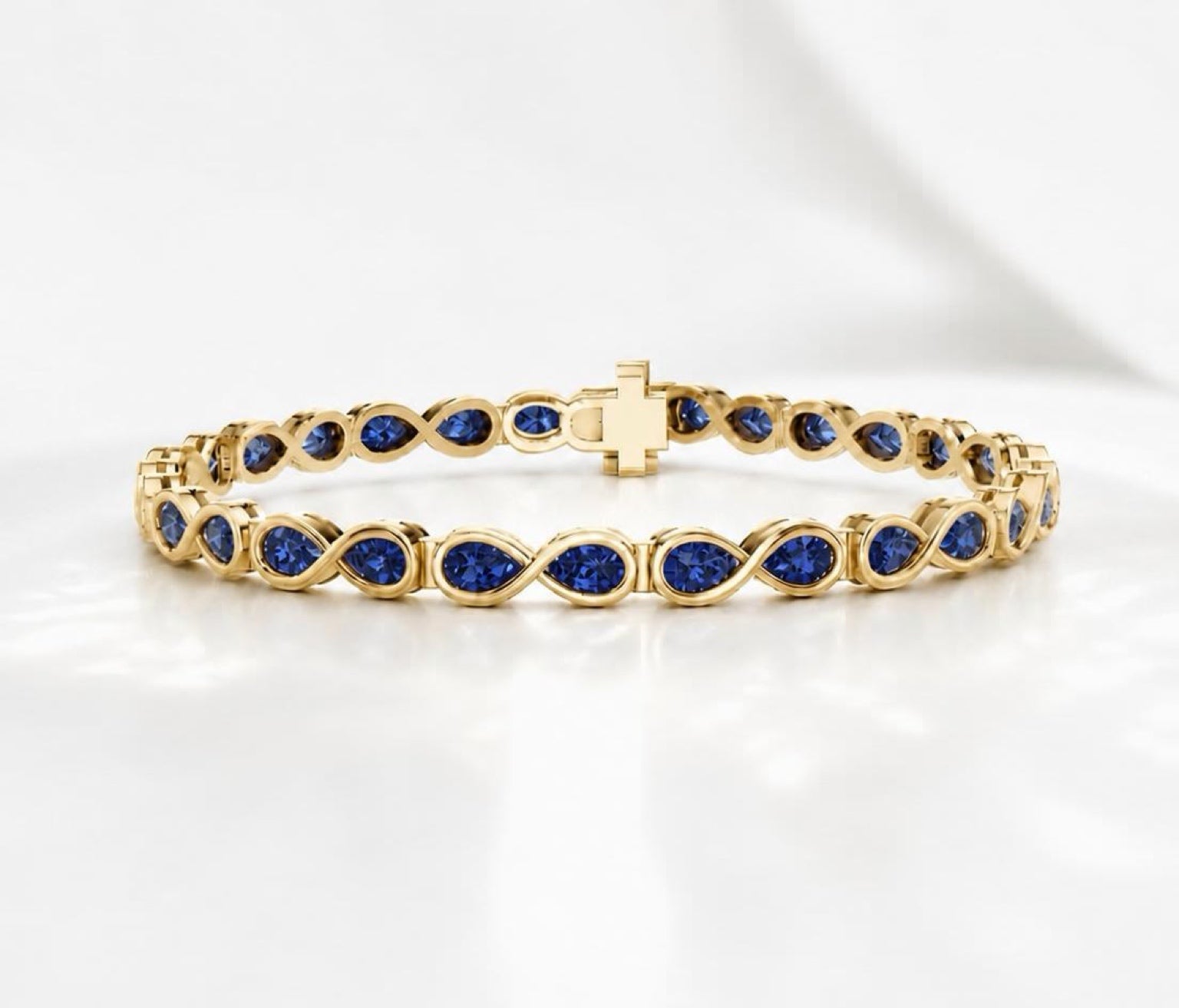 Pearfinity Natural Sapphire Tennis Bracelet