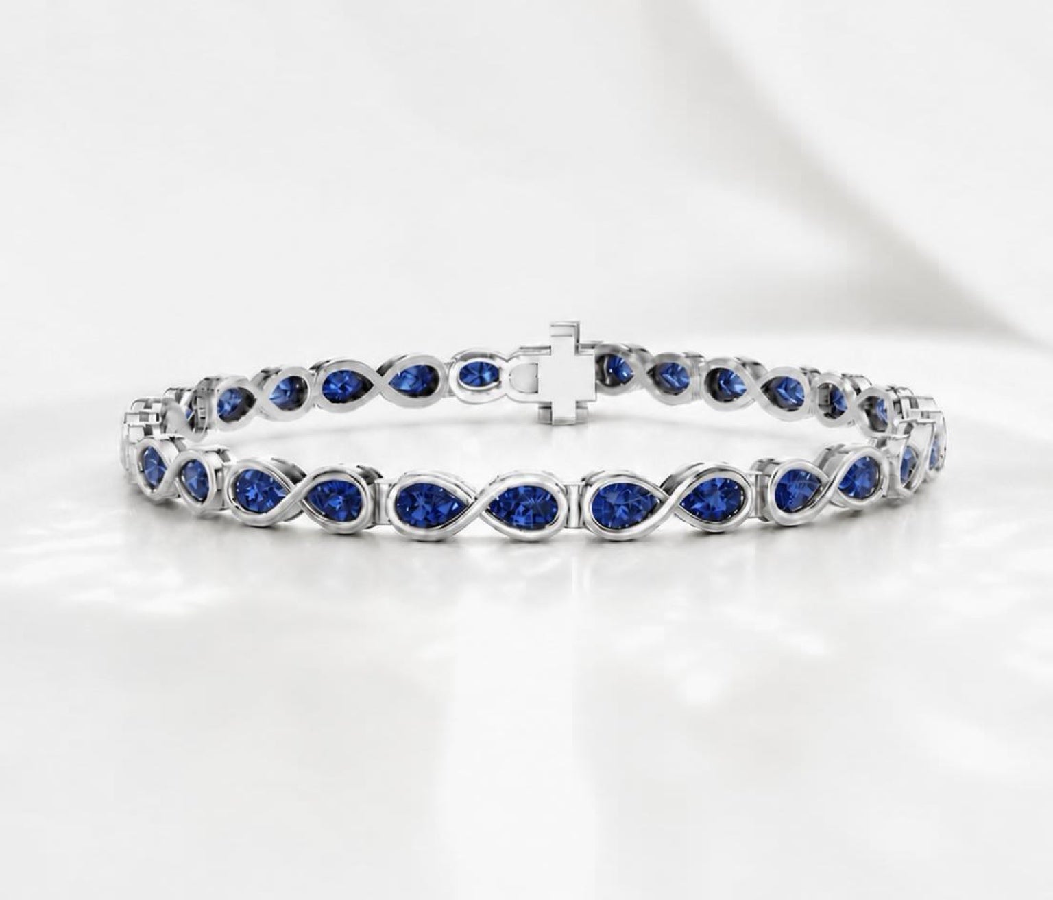 Pearfinity Natural Sapphire Tennis Bracelet