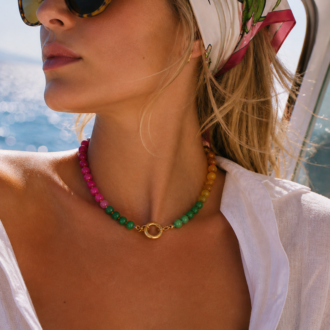 Natural Agate Rainbow Necklace