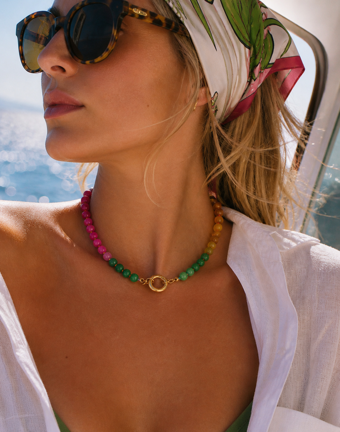Natural Agate Rainbow Necklace