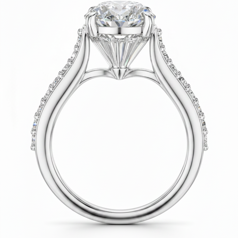 Diamond ring with a white background