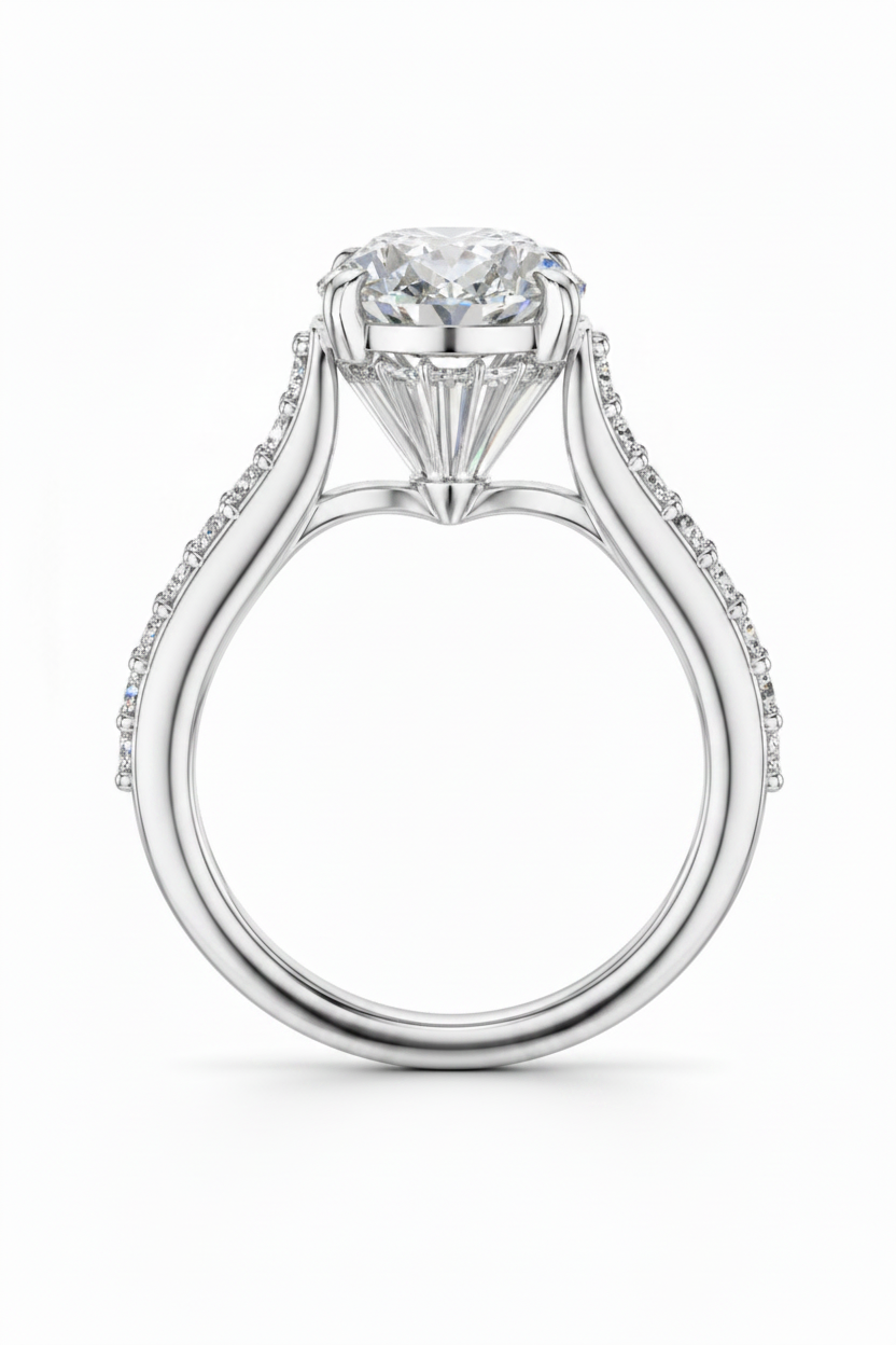 Diamond ring with a white background