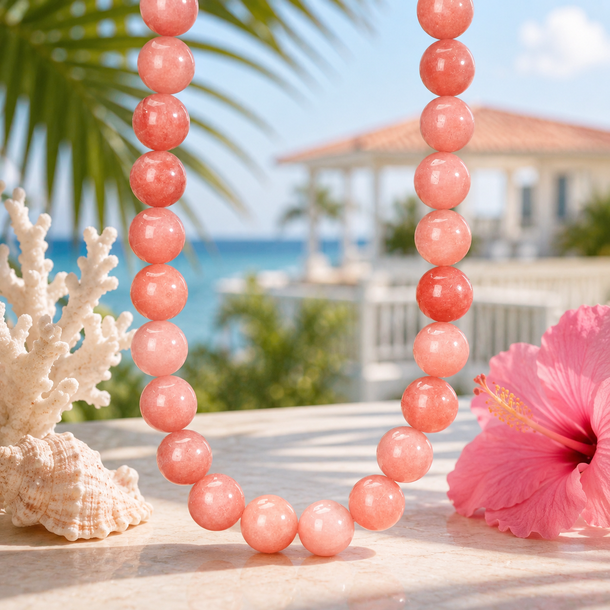 Natural Pink Sandstone Necklace