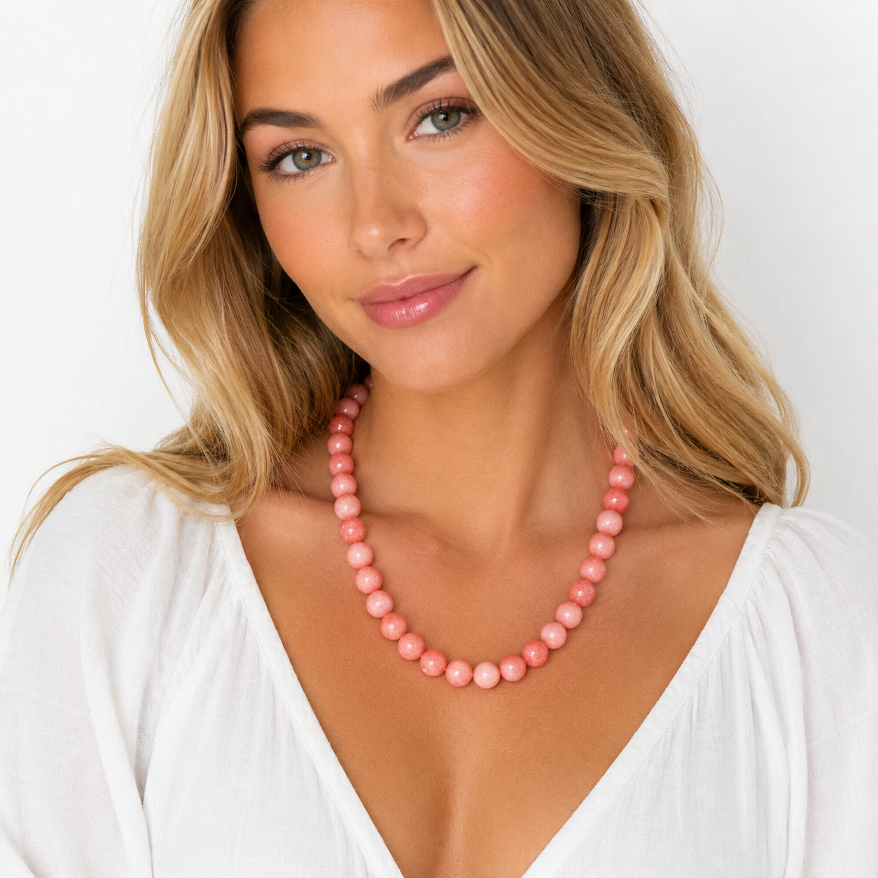 Natural Pink Sandstone Necklace