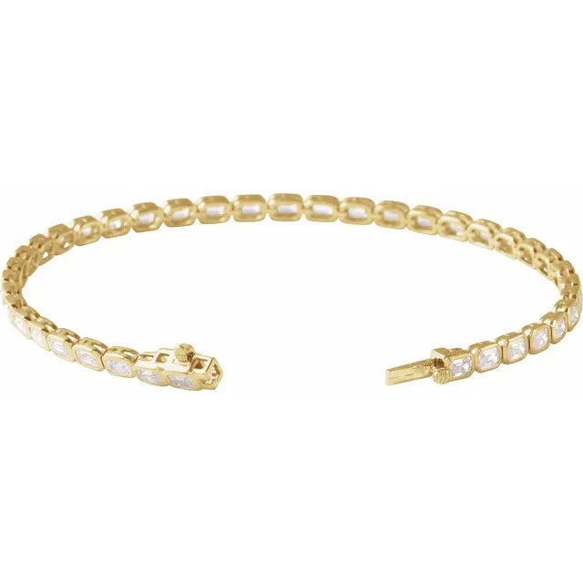 Emerald-Cut Diamond Bezel Tennis Bracelet 6.25 Carats