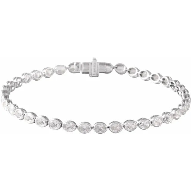 Oval Diamond Bezel Tennis Bracelet 4 Carats