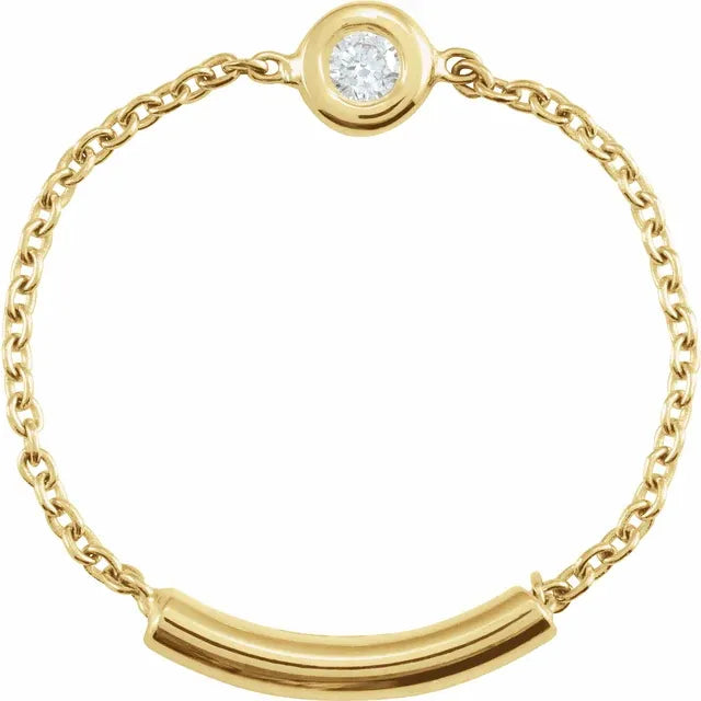 Bezel Diamond Chain Ring