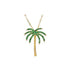 Palm tree necklace with green gemstones on a white background