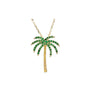 Palm tree necklace with green gemstones on a white background