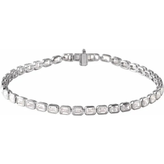Emerald-Cut Diamond Bezel Tennis Bracelet 6.25 Carats