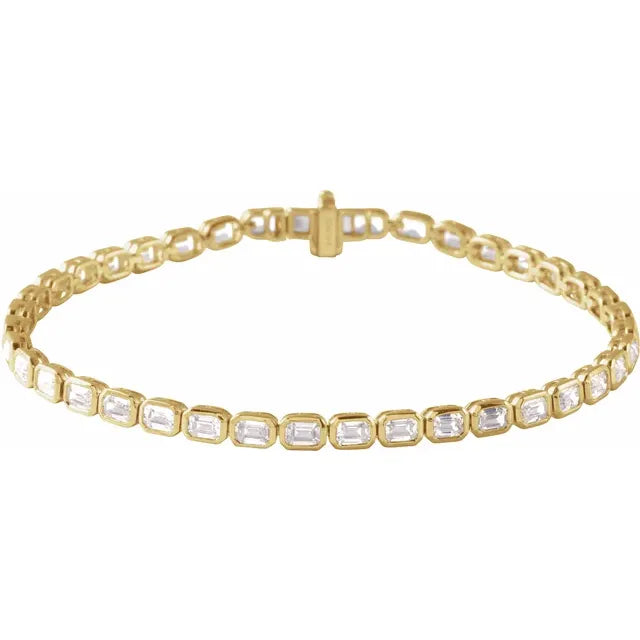 Emerald-Cut Diamond Bezel Tennis Bracelet 6.25 Carats