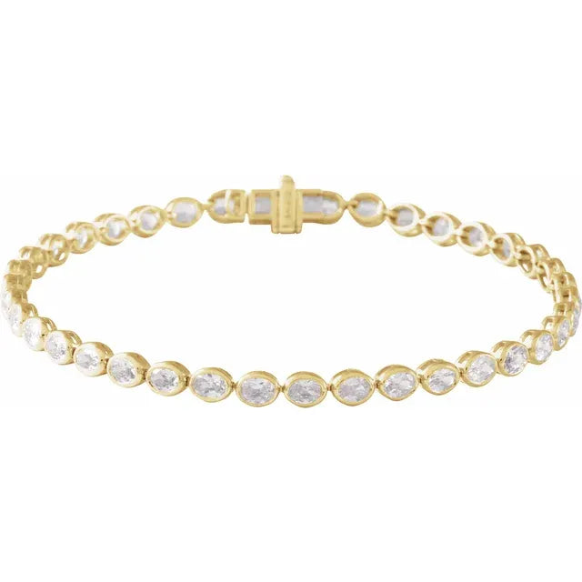 Oval Diamond Bezel Tennis Bracelet 4 Carats